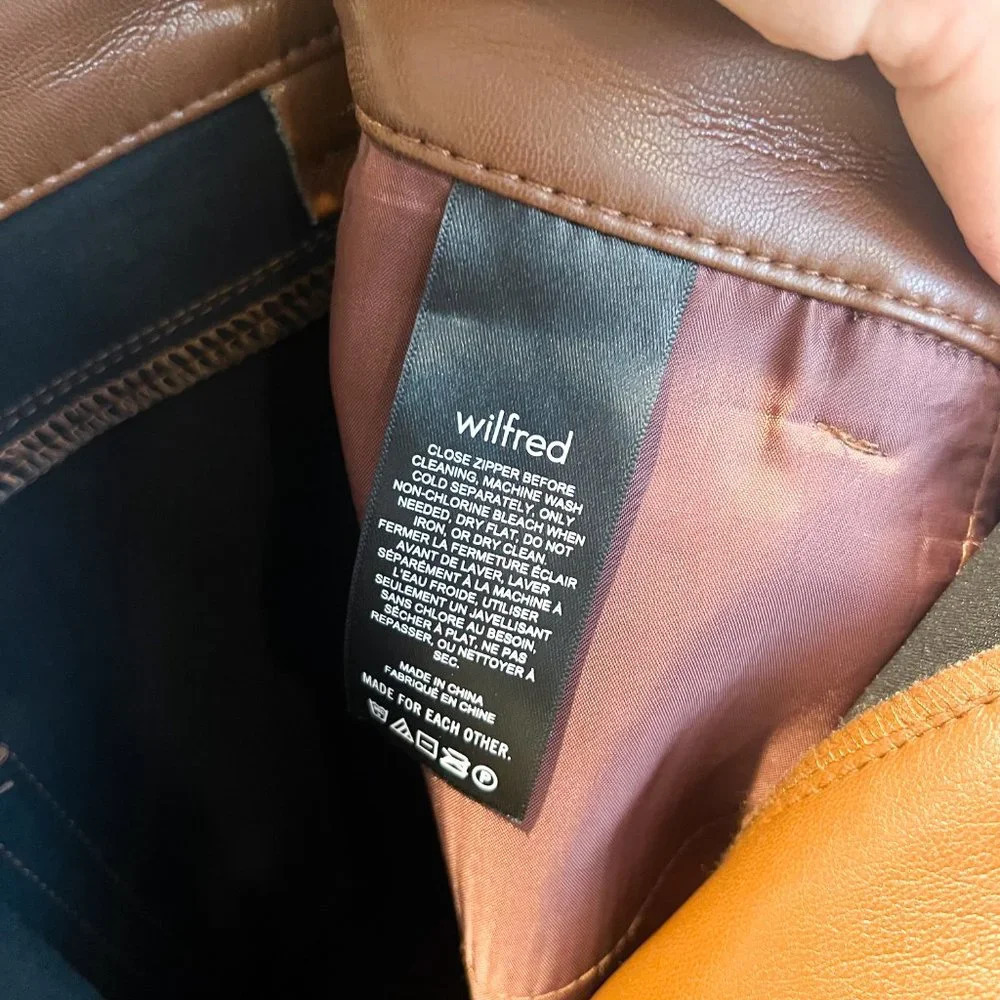 Wilfred The Melina Brown Faux Leather High Waist Classic Straight Leg Pants 4 - Picture 6 of 8